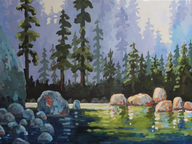 Light on The Capilano River 24 x 48 acrylic on canvas - sold