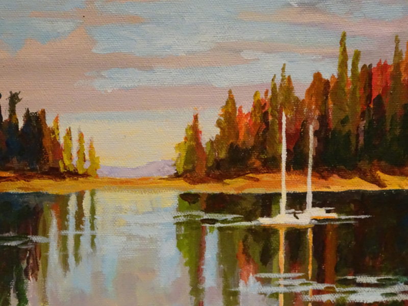 Gulf Island Anchorage 8 x 8 acrylic on canvas - sold