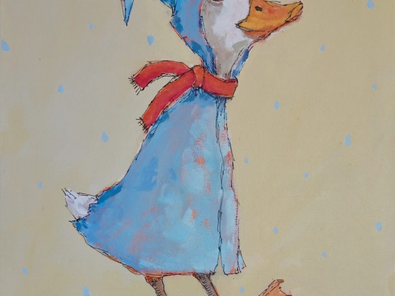 Storybook Duck 11 x 14 acrylic and ink on canvas - sold