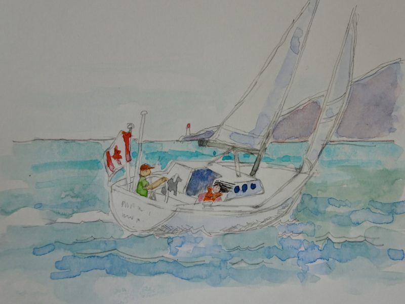 Sailing 10 x 10 watercolour and graphite on paper