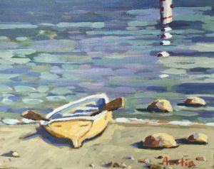 Lifeguard Boat, Deep Cove 8 x 10 acrylic on canvas - sold