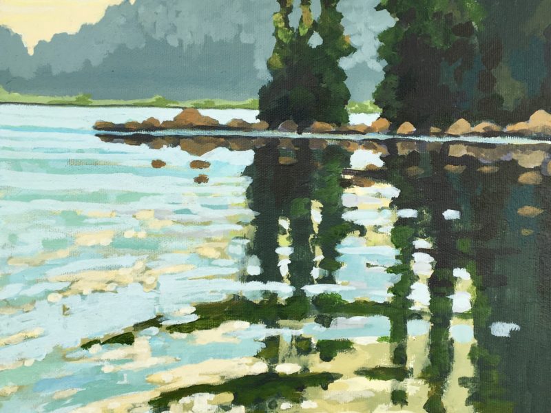 Green Lake Reflections 11 x 14 acrylic on canvas - sold