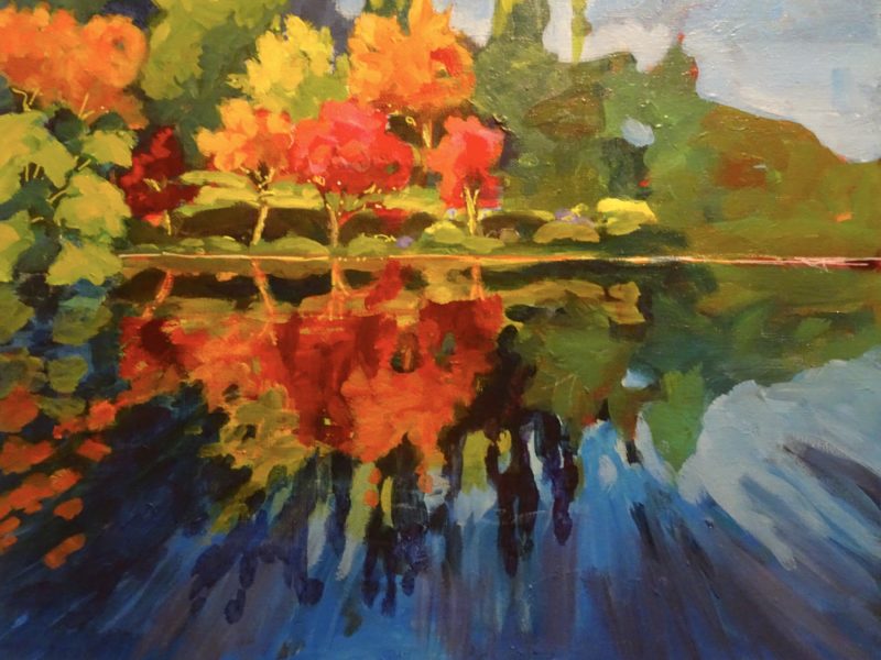 Heron Lake Reflections 14 x 18 acrylic on canvas - donated to the Vancouver Hospice Society