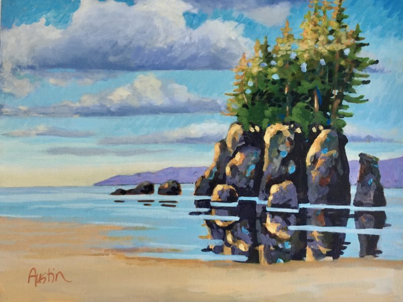 Sea Stack, West Coast 1 16 x 20 acrylic on canvas - donated to the Disability Association of BC