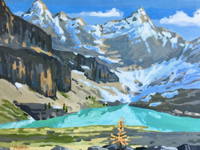 Opabin Lake, Yoho National Park 18 x 24, acrylic on canvas