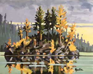 Island in Green Lake, B.C. 11 x 14, acrylic on canvas