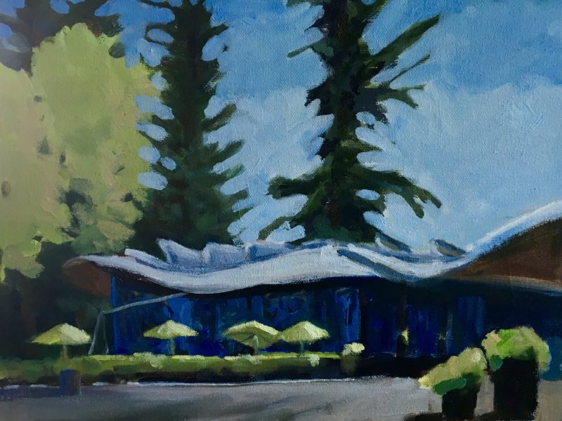 VanDusen Visitor Centre 12 x 12, oil on canvas