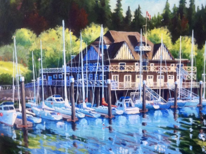 The Rowing Club acrylic on canvas, 36 x 36 - sold