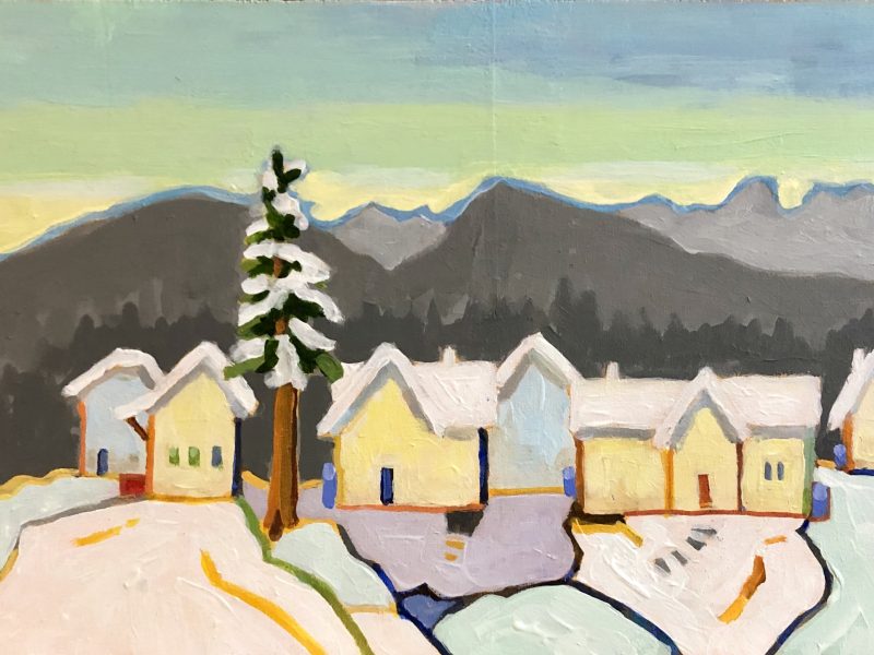 Mountain Community 8 x 16, acrylic on cradled panel