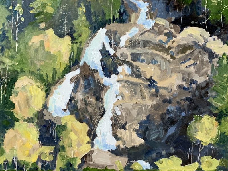 Granite Falls 10 x 10, oil on cradled panel