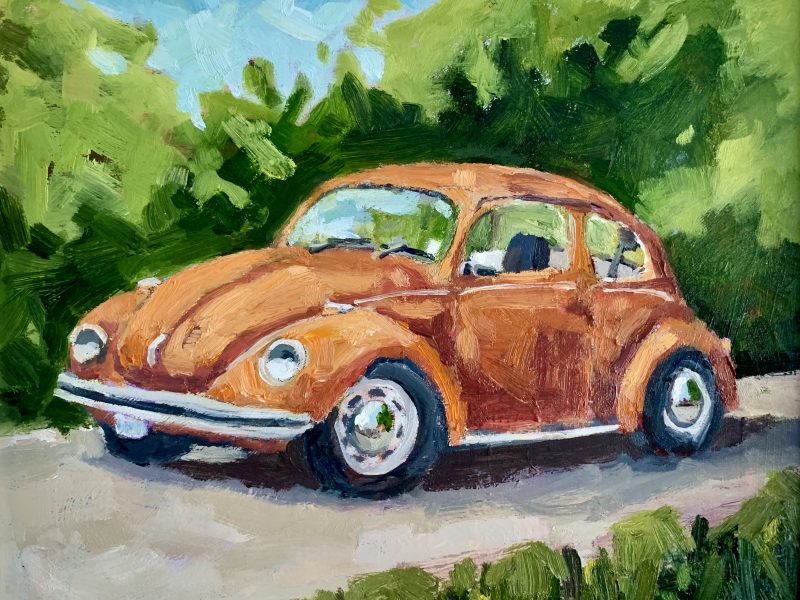 Orange VW Bug 8 x 10, oil on board 