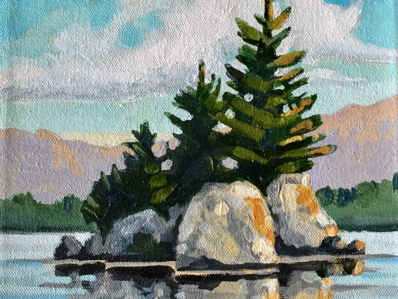 Barkley Sound, tiny islet – SOLD 8 x 8, acrylic on canvas