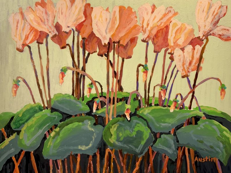 Stems, Cyclamen 24 x 30, acrylic on canvas