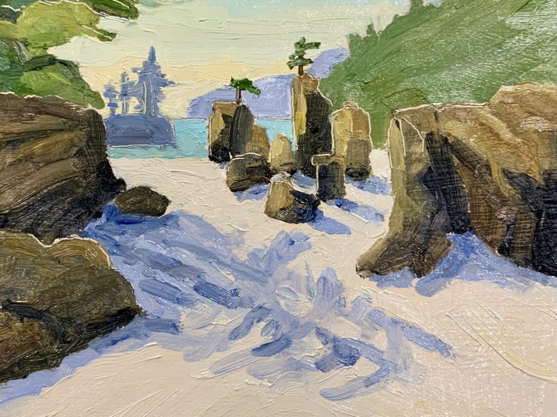 Sea Stacks, San Josef Bay 6 x 6, oil on board