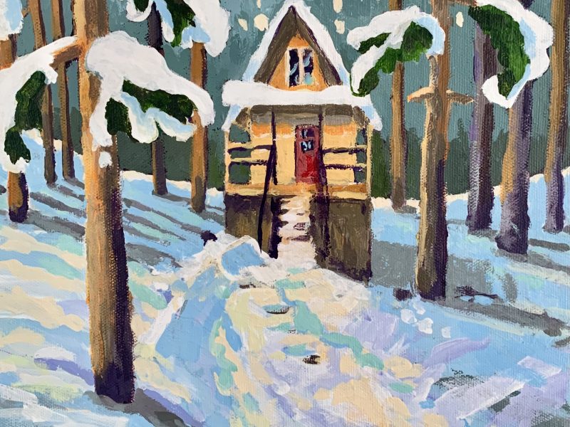 Cozy Cabin 2  – SOLD 10 x 10, acrylic on canvas