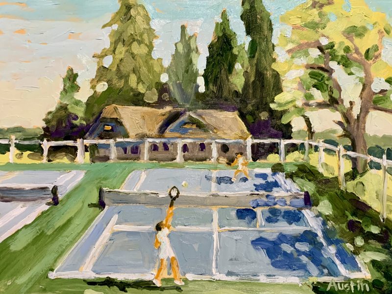 Stanley Park Tennis – SOLD 8 x 10, oil on board