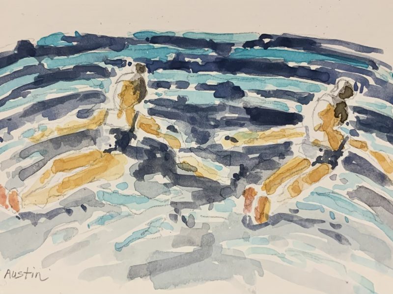 Cold Plunge – SOLD 4 x 5, watercolour on paper