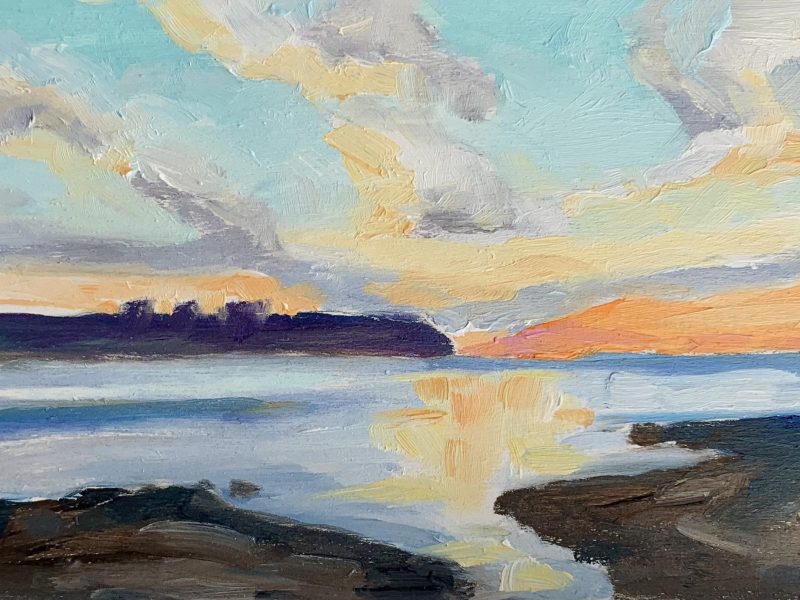 Sunset Colours – SOLD 3 x 7, oil on board