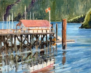 Horseshoe Bay, government dock 8 x 10, oil on canvas board