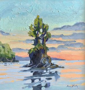 Strength of a Sea Stack – SOLD 8 x 8 oil on cradled panel