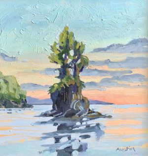 Strength of a Sea Stack – SOLD 8 x 8 oil on cradled panel