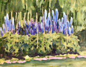 Delphiniums – SOLD 8 x 10, oil on canvas board