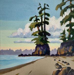 Down the Beach, study – SOLD 8 x 8, acrylic on canvas