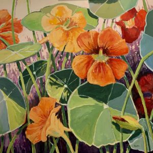 Nasturtiums 36 x 36, acrylic on canvas Nasturtiums 36 x 36, acrylic on canvas
